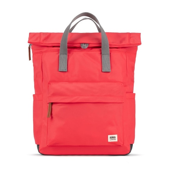ROKA London Canfield Recycled Canvas Backpack in Pink Poppy - Picture 1 of 8
